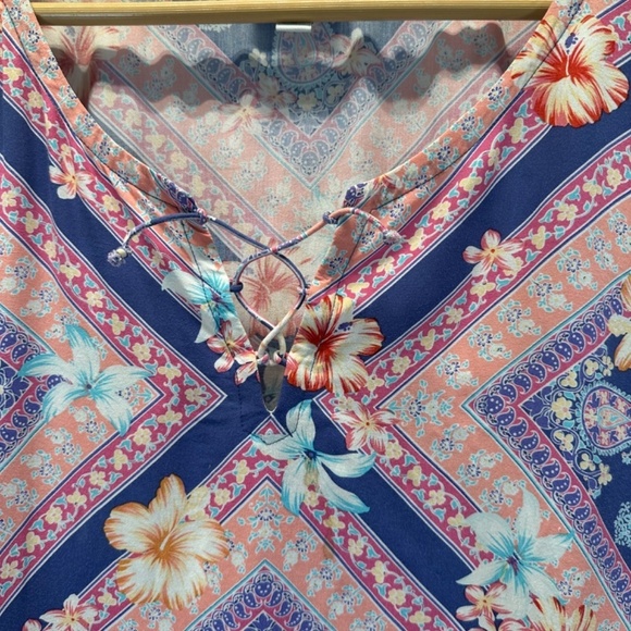 J Jill Plus Top Women's 3X Floral Scarf Print Tank Boho Beach Summer Casual - Picture 5 of 14